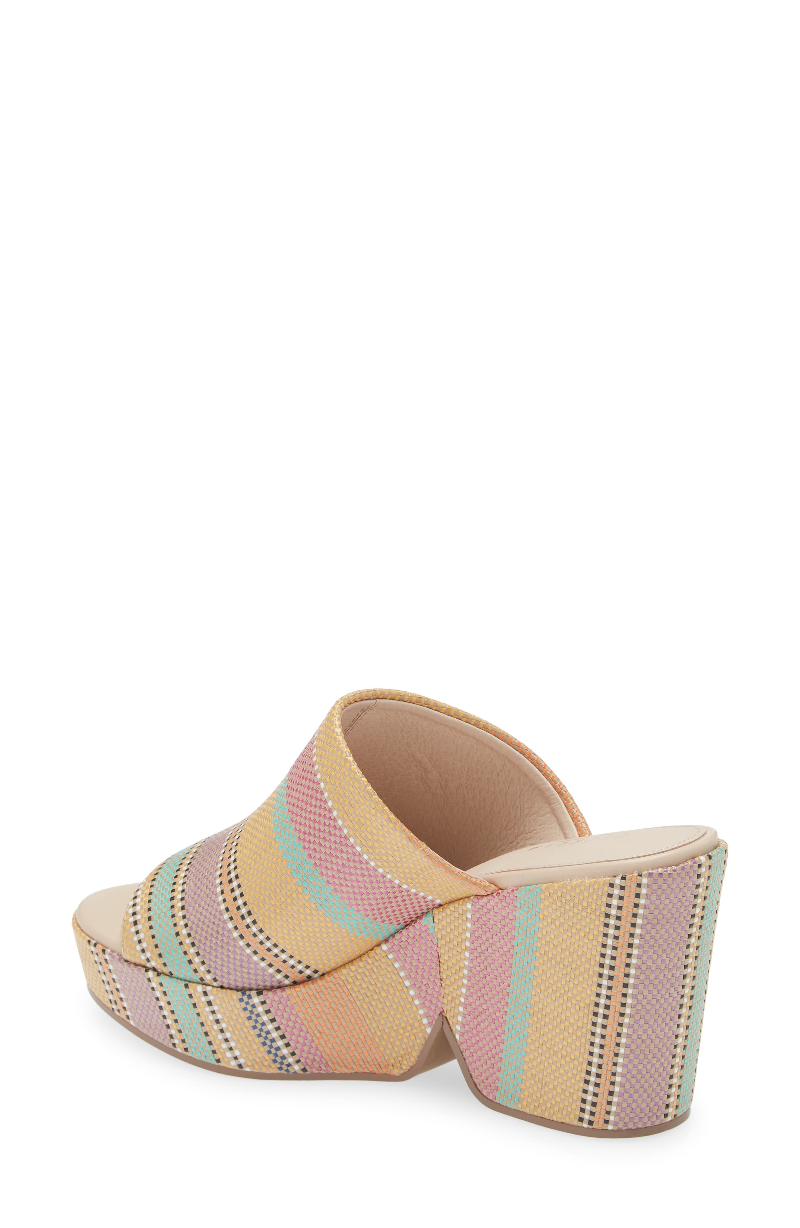 Cecelia New York Frost Wedge Slide Sandal, Alternate, color, Beige Multi Raffia