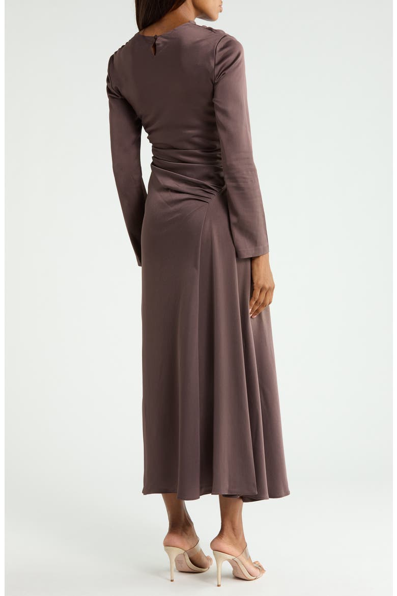 Odessa Long Sleeve Ruched Maxi Dress, Alternate, color, CHOCOLATE