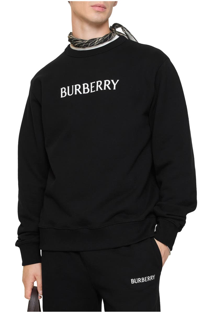 Burberry Logo Cotton Sweatshirt, Main, color, Black