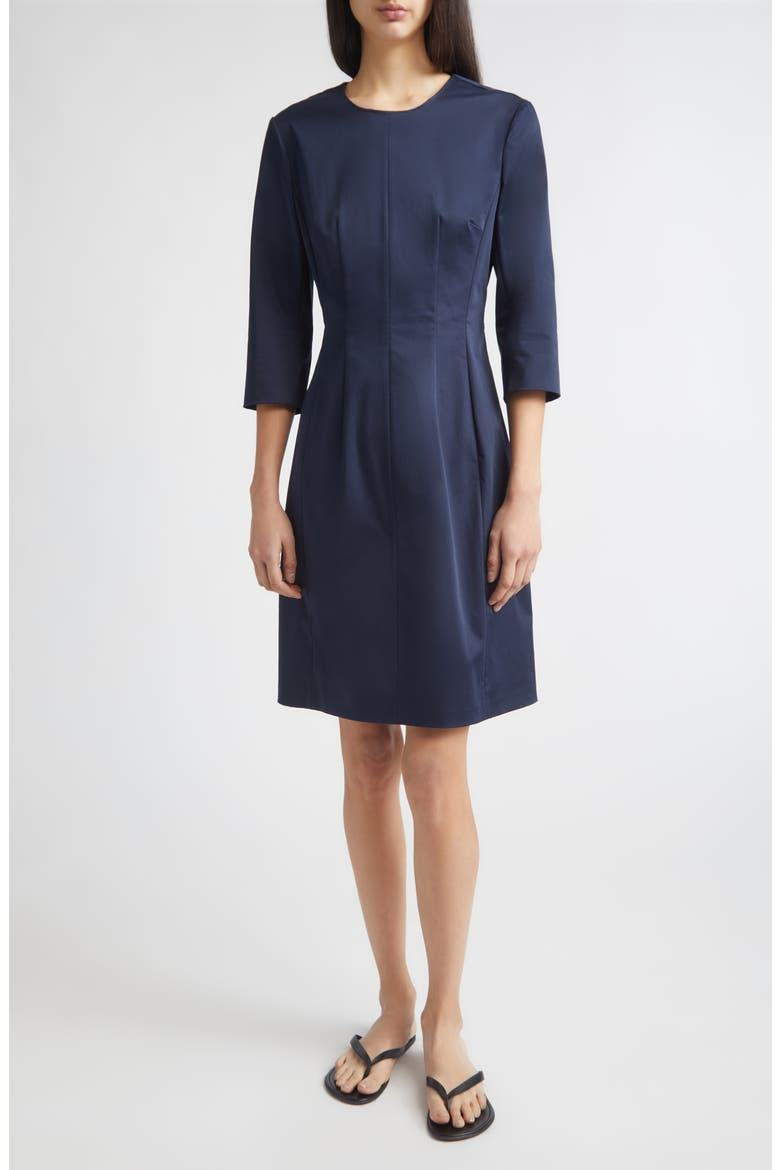 Blair Stretch Cotton Sheath Dress, Main, color, NAVY