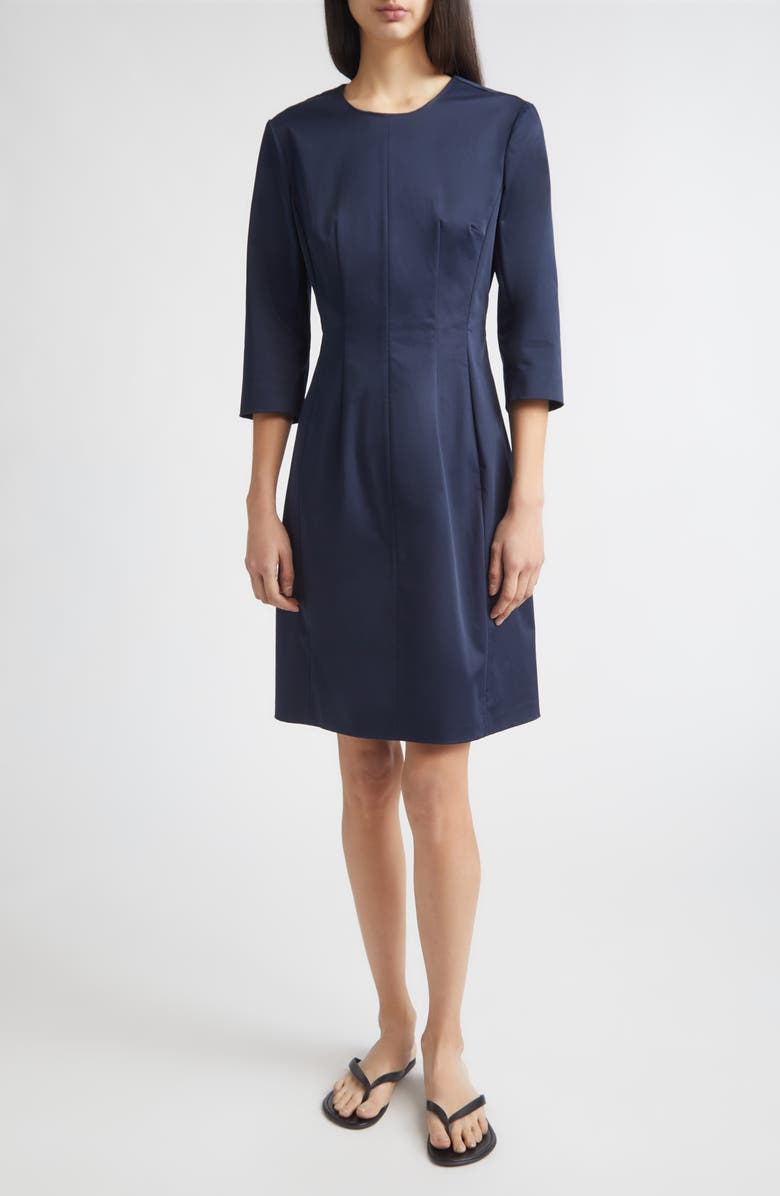 PARTOW Blair Stretch Cotton Sheath Dress, Main, color, Navy
