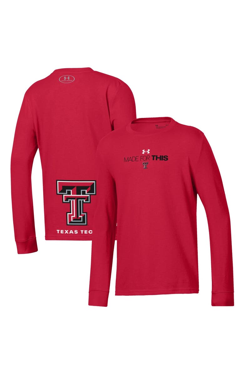 Under Armour Youth Under Armour  Red Texas Tech Red Raiders 2024 On-Court Bench Unity Performance Long Sleeve T-Shirt, Main, color, 