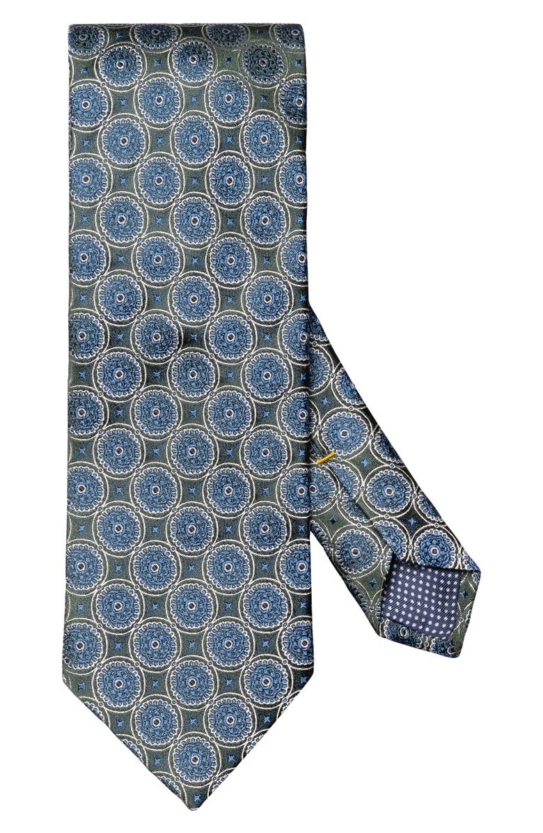 Eton Medallion Silk Tie, Main, color, Dark Green