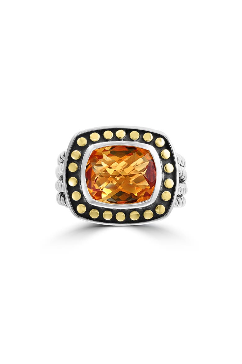 18K Gold & Sterling Silver Cushion Citrine Ring, Alternate, color, ORANGE