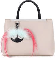 Fendi 'Petite 2Jours' Bicolor Leather Shopper with Genuine Fox & Kidassia Fur Monster Charm