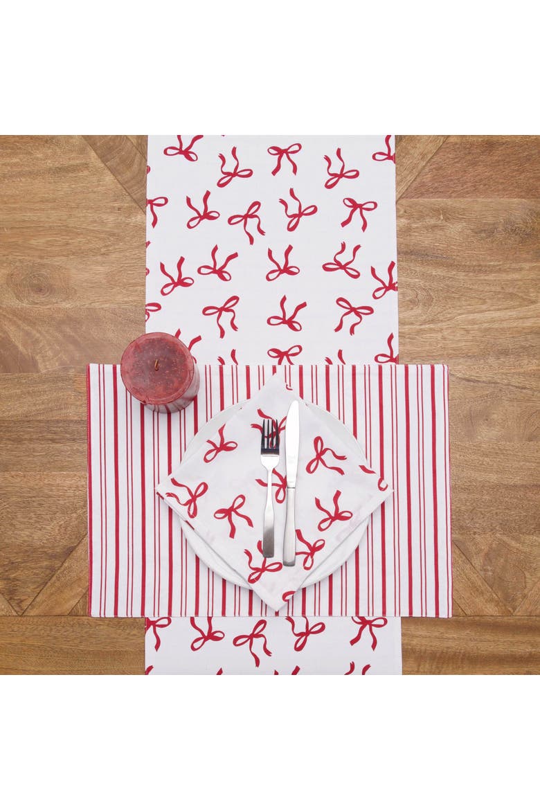 Holiday Bows Ribbon Holiday Christmas Set of 6 Cloth Napkins, Alternate, color, White