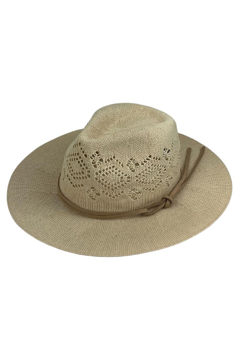 Open Knit Wide Brim Panama Hat, Main, color, LIGHT TAN