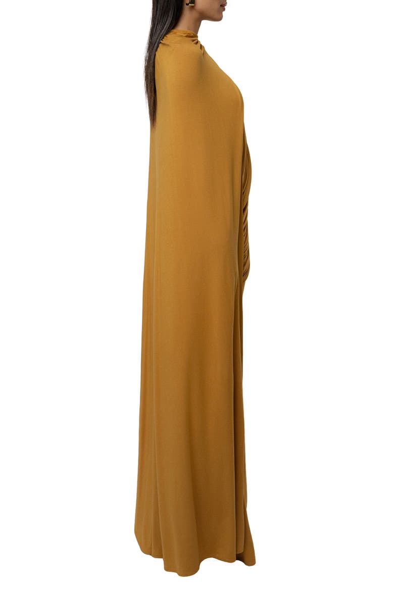 Draped Elegance Long Sleeve Gown, Alternate, color, GOLD