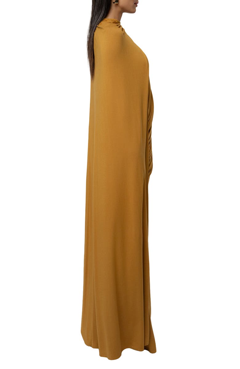 JLUXLABEL Draped Elegance Long Sleeve Gown, Alternate, color, Gold
