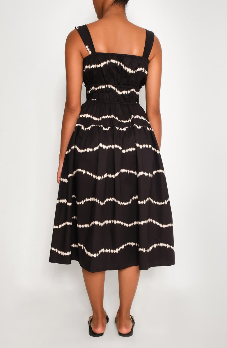 The Lulo Project Bahia Tie Sleeveless Midi Dress, Alternate, color, Black Waves