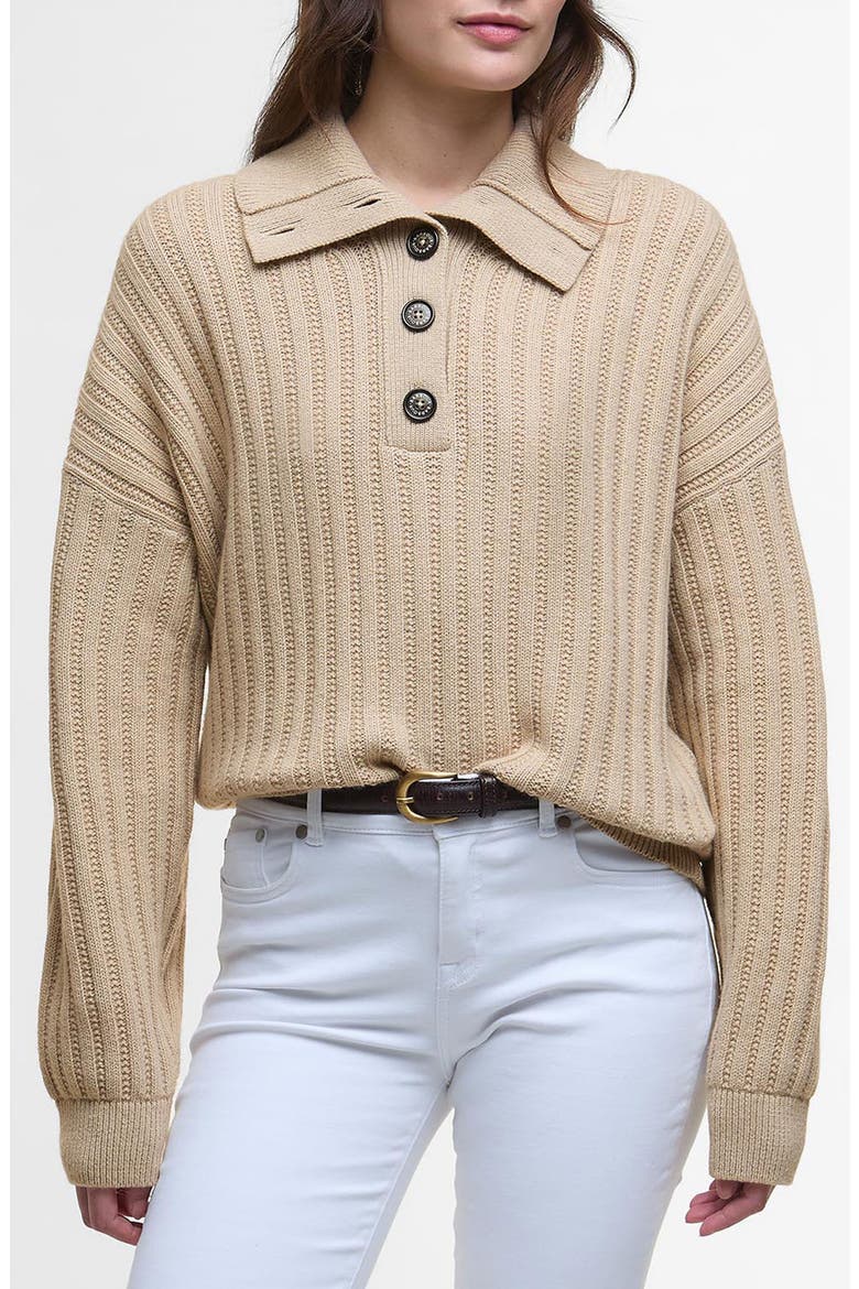 Norham Cotton & Wool Polo Sweater, Main, color, OATMEAL