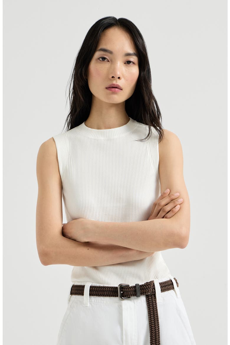 Ribbed jersey top, Main, color, Ivory