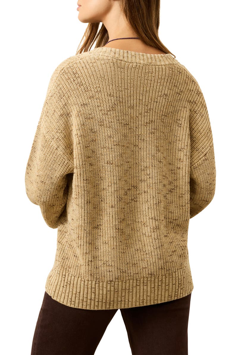 Faherty Sunwashed Organic Cotton Blend Fisherman Henley Sweater, Alternate, color, Oat