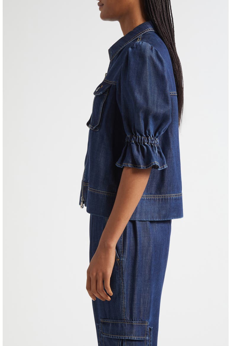 Holly Elbow Sleeve Denim Jacket, Alternate, color, MER