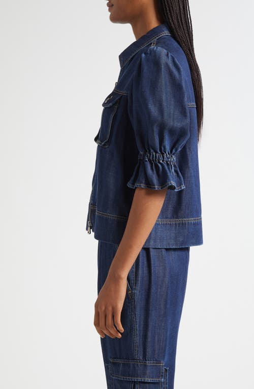 Cinq À Sept Holly Elbow Sleeve Denim Jacket In Blue