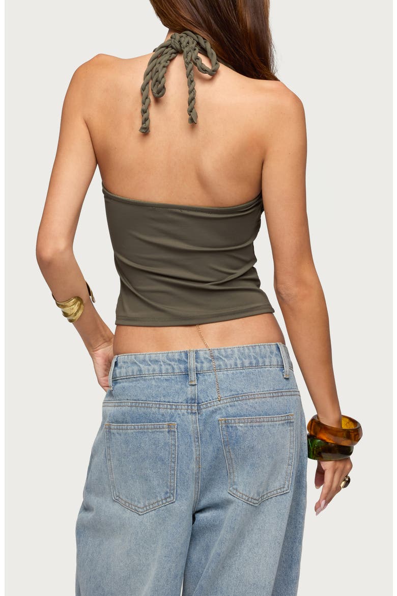 Sherri Braided Strap Halter Top, Alternate, color, OLIVE