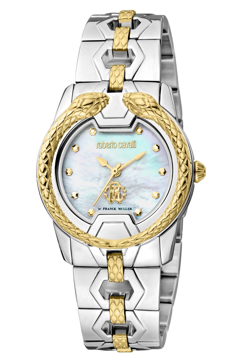Mother-of-Pearl Dial Bracelet Watch, 32mm, Main, color, TWO TONE SILVER / GOLD