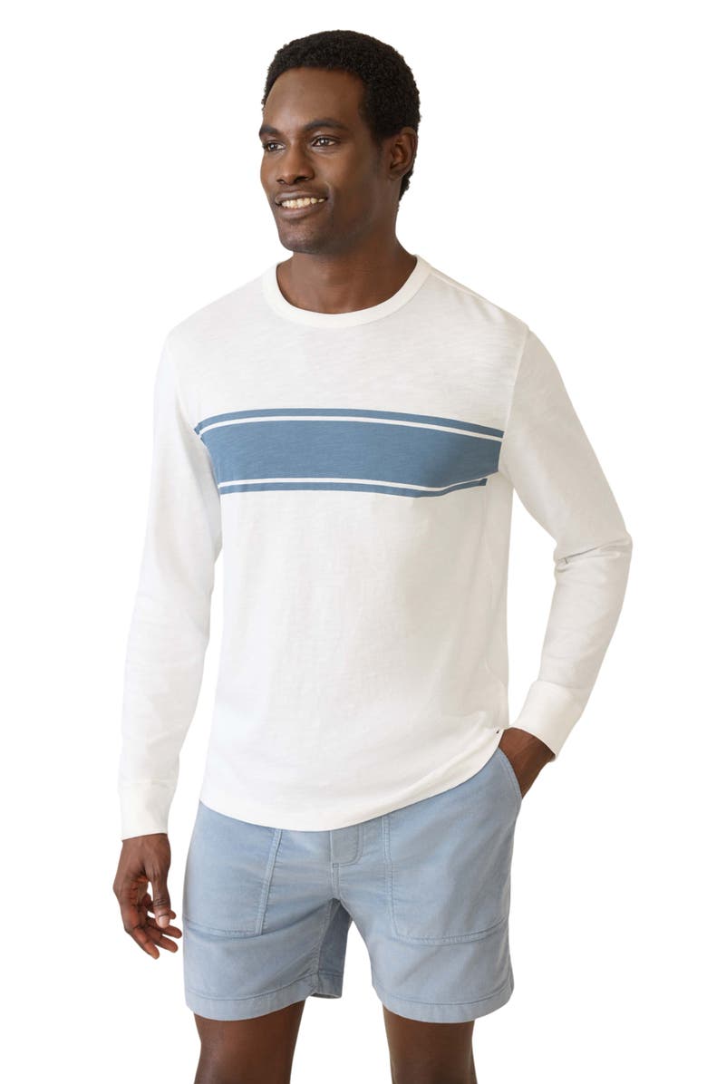 Faherty Sunwashed Stripe Long Sleeve Regenerative Organic Cotton T-Shirt, Alternate, color, White Surf Stripe