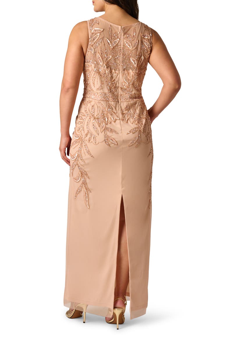 Bead Embellished Evening Gown, Alternate, color, ROSE GOLD