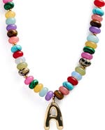 BaubleBar Semi Precious Bubble Initial Pendant Necklace
