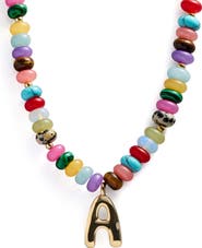 BaubleBar Semi Precious Bubble Initial Pendant Necklace