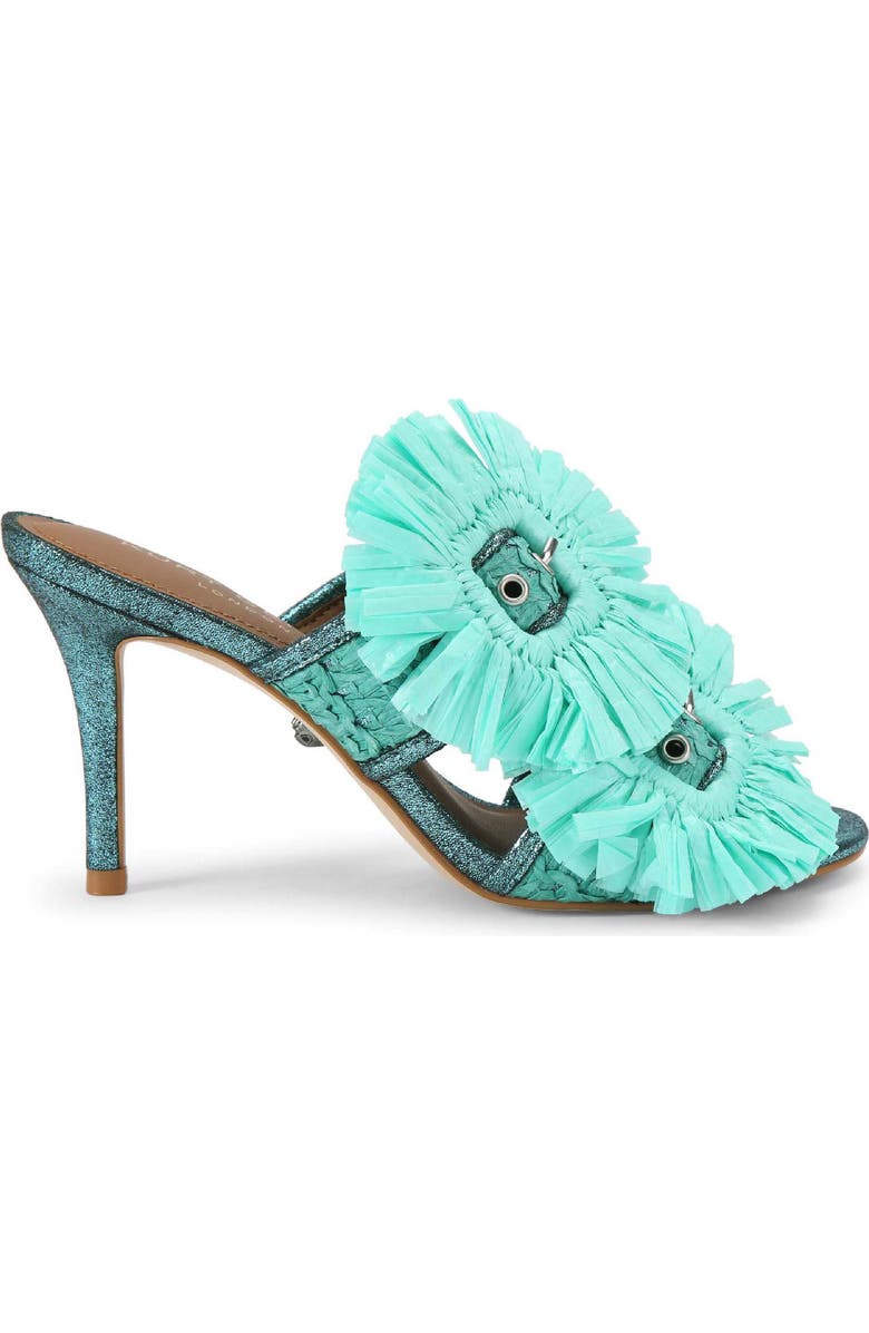 Kurt Geiger London Raffia Flower Buckle Sandal, Main, color, Turquoise/ Aqua