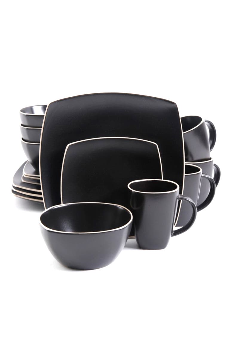 Gibson Soho Lounge Matte 16 Piece Dinnerware Set, Alternate, color, Black