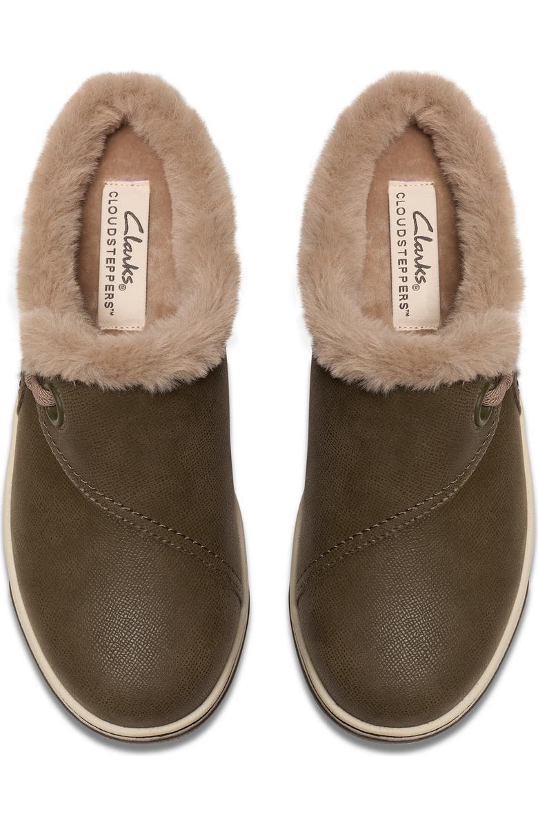 Clarks<sup>®</sup> Breeze Myth Faux Fur Lined Slipper - Wide Width Available, Alternate, color, Dark Olive