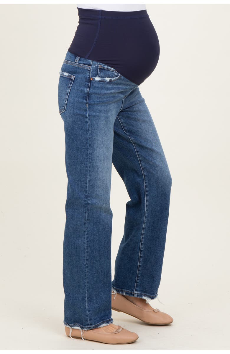 PinkBlush Lightly Distressed Straight Leg Maternity Jeans, Alternate, color, Blue