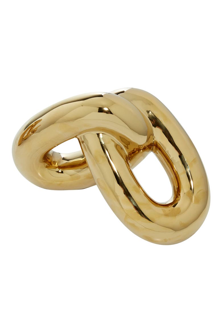 Goldtone Porcelain Chain Sculpture - Set of 2, Alternate, color, GOLD