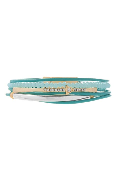 Arrow Beaded Multistrand Leather Bracelet