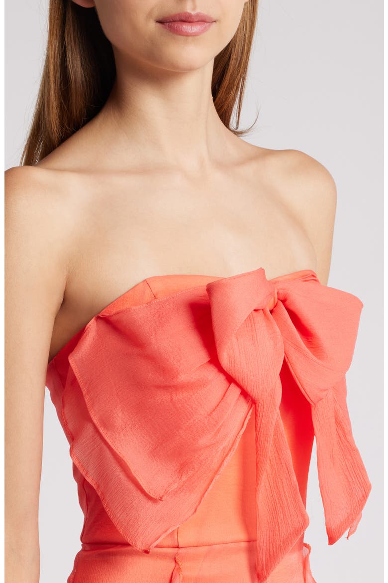 Allover Ruffle Strapless Gown, Alternate, color, CORAL