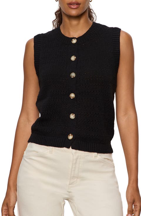 Cotton Pointelle Sleeveless Sweater