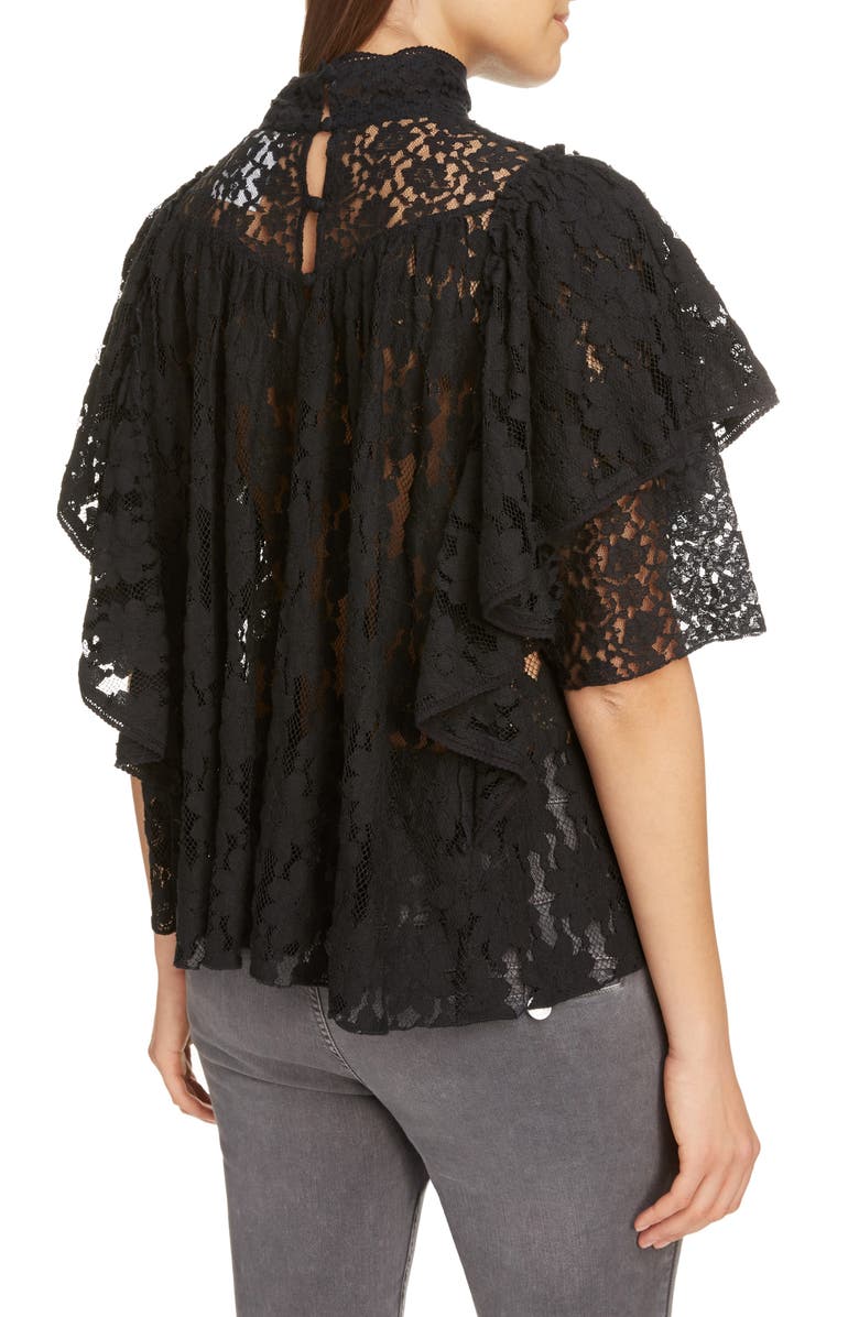 Isabel Marant Étoile Vetea Floral Lace Ruffle Top, Alternate, color,