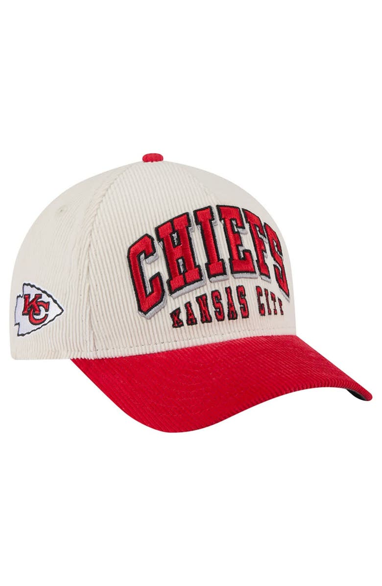 New Era Men's New Era Cream/Red Kansas City Chiefs Two-Tone Sided Corduroy 9FORTY A-Frame Adjustable Hat, Main, color, Cream