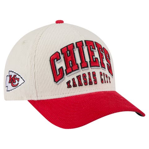 Men's New Era  Cream/Red Kansas City Chiefs  Two-Tone Sided Corduroy 9FORTY A-Frame Adjustable Hat