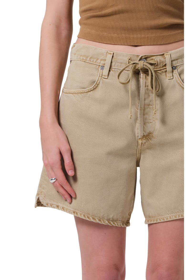 Brynn Drawstring Waist Wide Leg Denim Shorts, Alternate, color, HEMPSEED