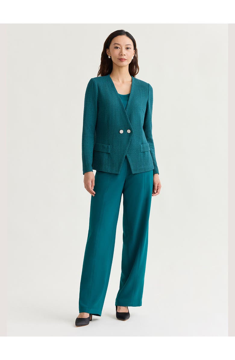 Misook Tailored Two-Button Crossover Knit Jacket, Alternate, color, Spruce