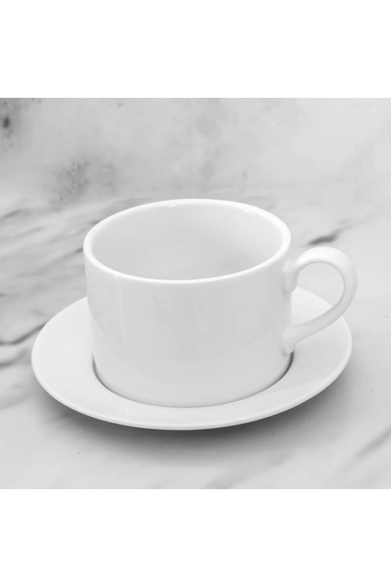 Simply White 6 Piece 3.75 Inch Porcelain Cups With Saucers Set, Alternate, color, White