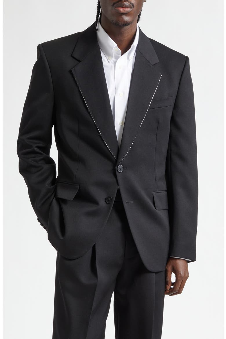 Raw Edge Lapel Wool Sport Coat, Main, color, BLACK