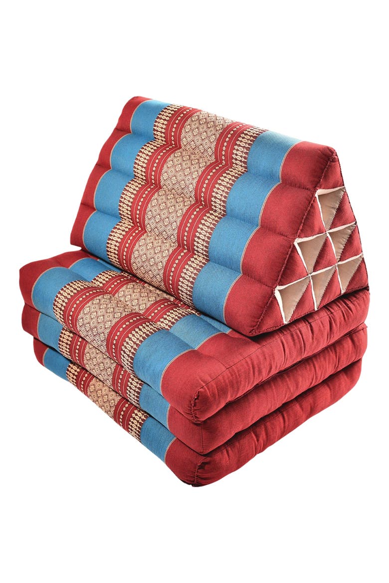 Zafuko Three Fold Thai Cushion, Main, color, Burgundy/Blue