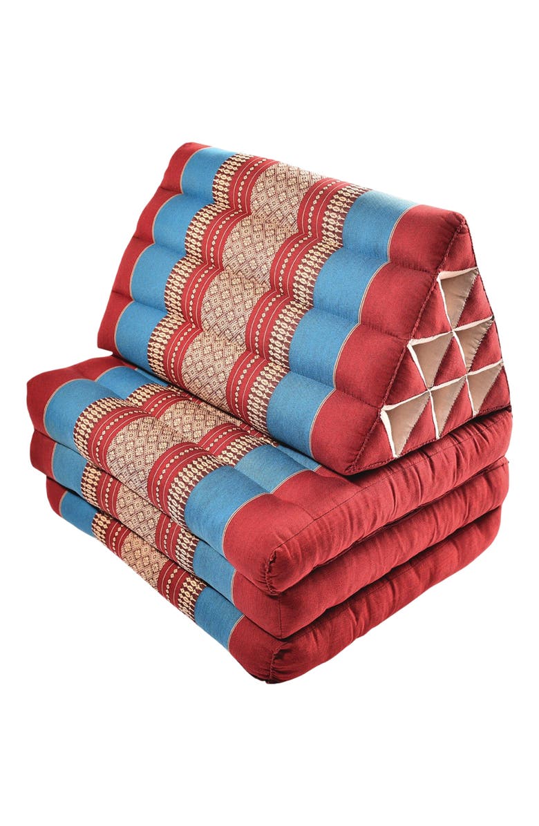 Hugger Mugger Zafuko Three Fold Thai Cushion, Main, color, Burgundy/Blue