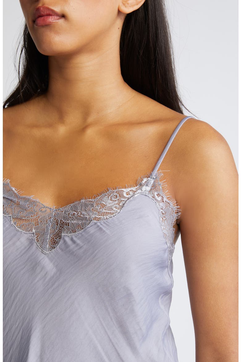 Lace Trim Satin Camisole, Alternate, color, BLUE