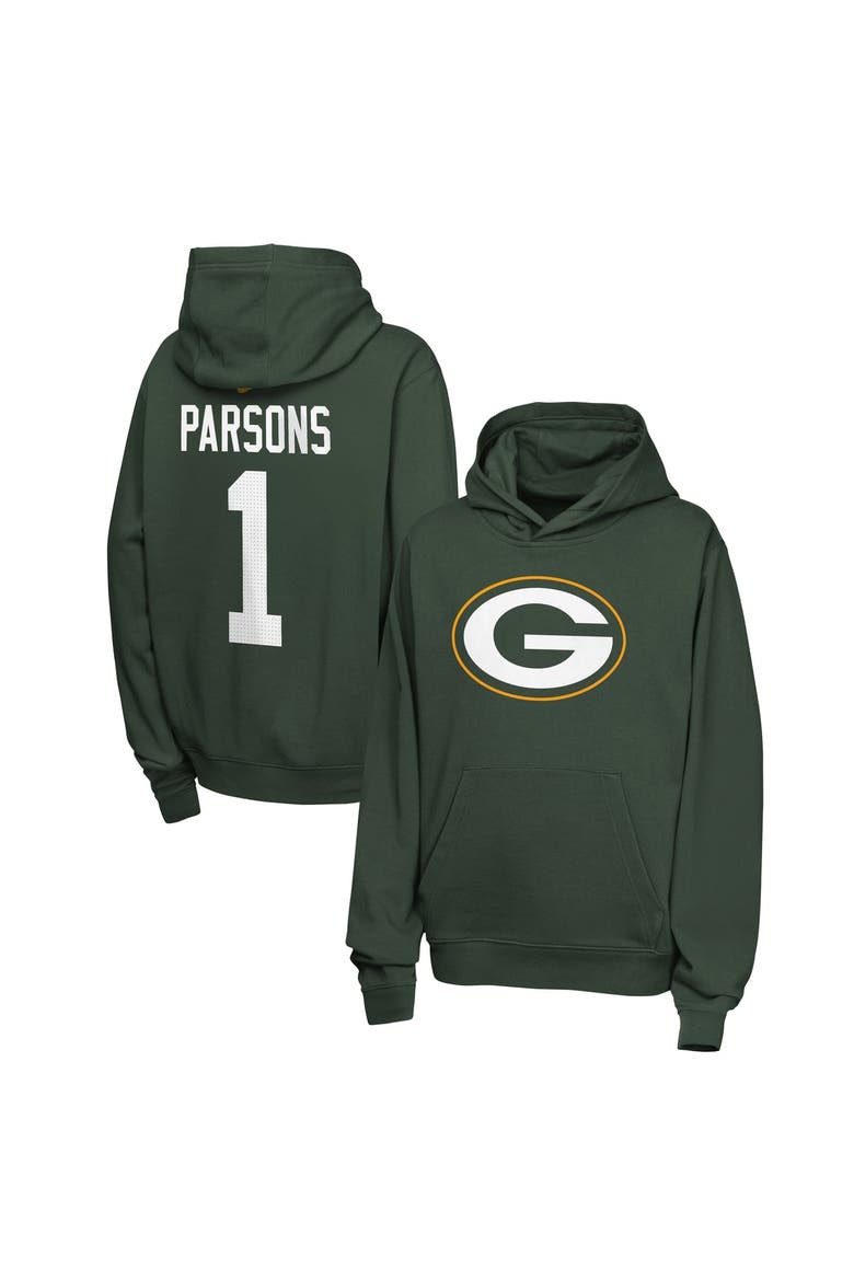 Youth Nike Micah Parsons Green Green Bay Packers Name & Number Club Fleece Hoodie, Main, color, Green