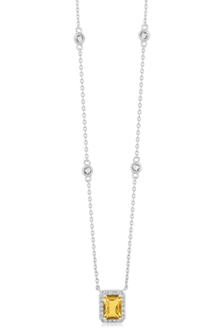 Rectangle Birthstone Cubic Zirconia Pendant Necklace, Main, color, CITRINE