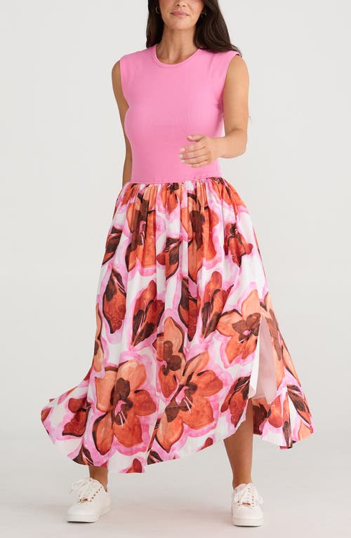 BRAVE + TRUE BRAVE+TRUE DAPHNE FLORAL SLEEVELESS MIXED MEDIA DRESS
