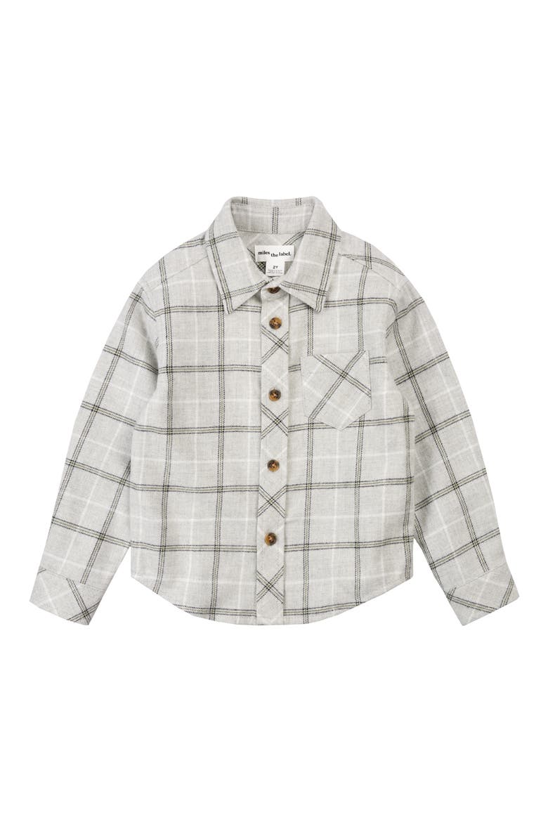 Kids' Plaid Flannel Button-Up Shirt, Main, color, LIGHT GREY