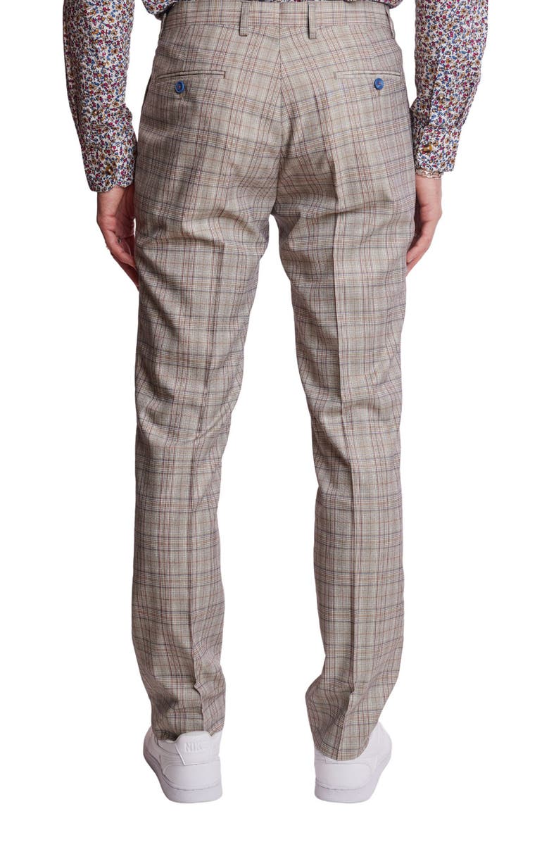 PAISLEY & GRAY Downing Slim Flat Front Plaid Dress Pants, Alternate, color, Tan Pink Blue Plaid