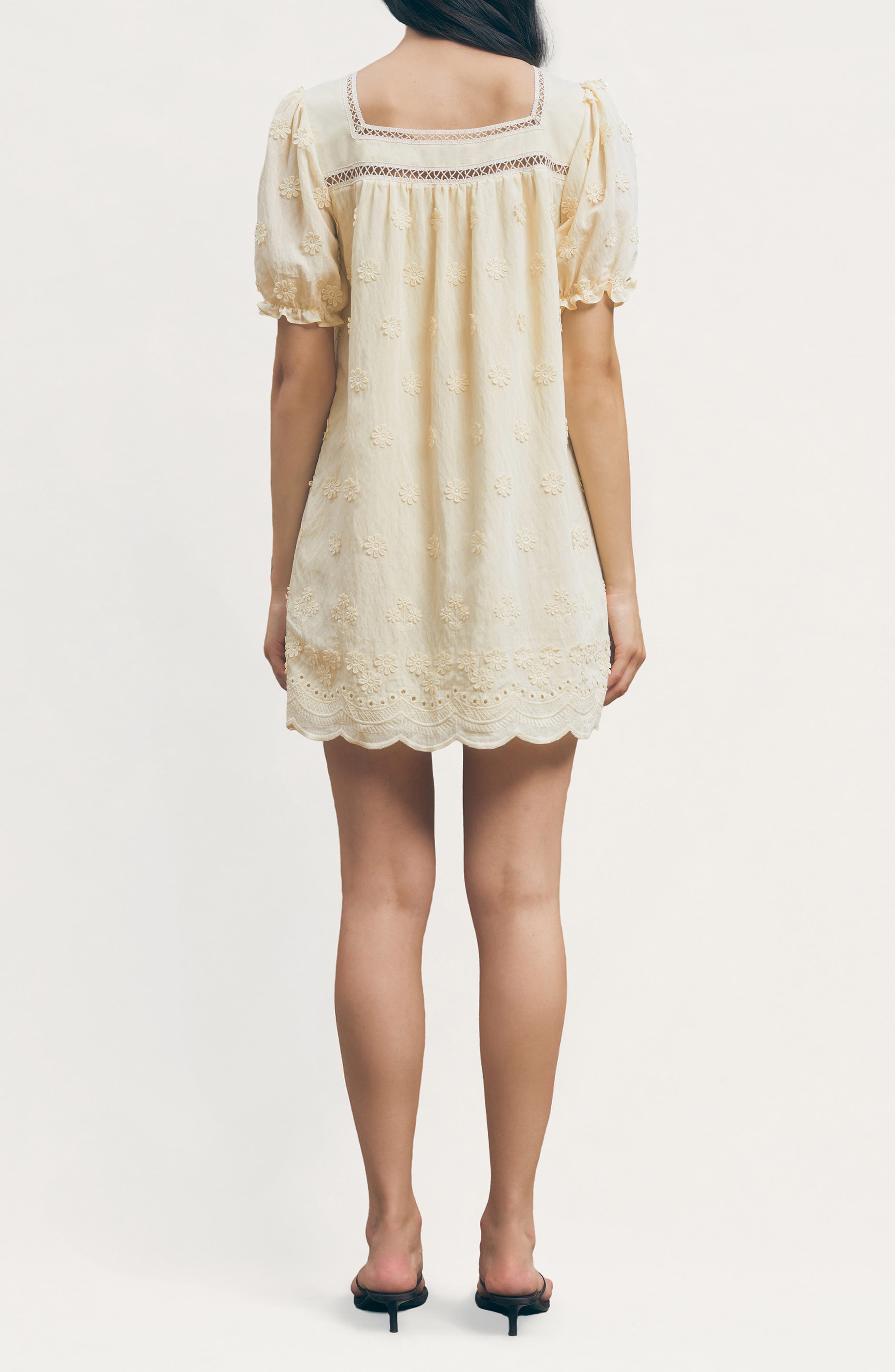 Odette Floral Appliqué Mini Babydoll Dress (Women) | Nordstrom