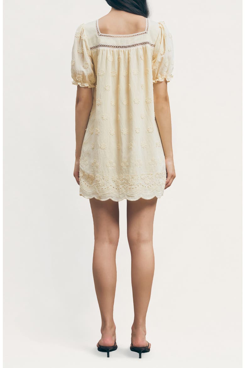 Odette Floral Appliqué Mini Babydoll Dress, Alternate, color, BUTTER YELLOW